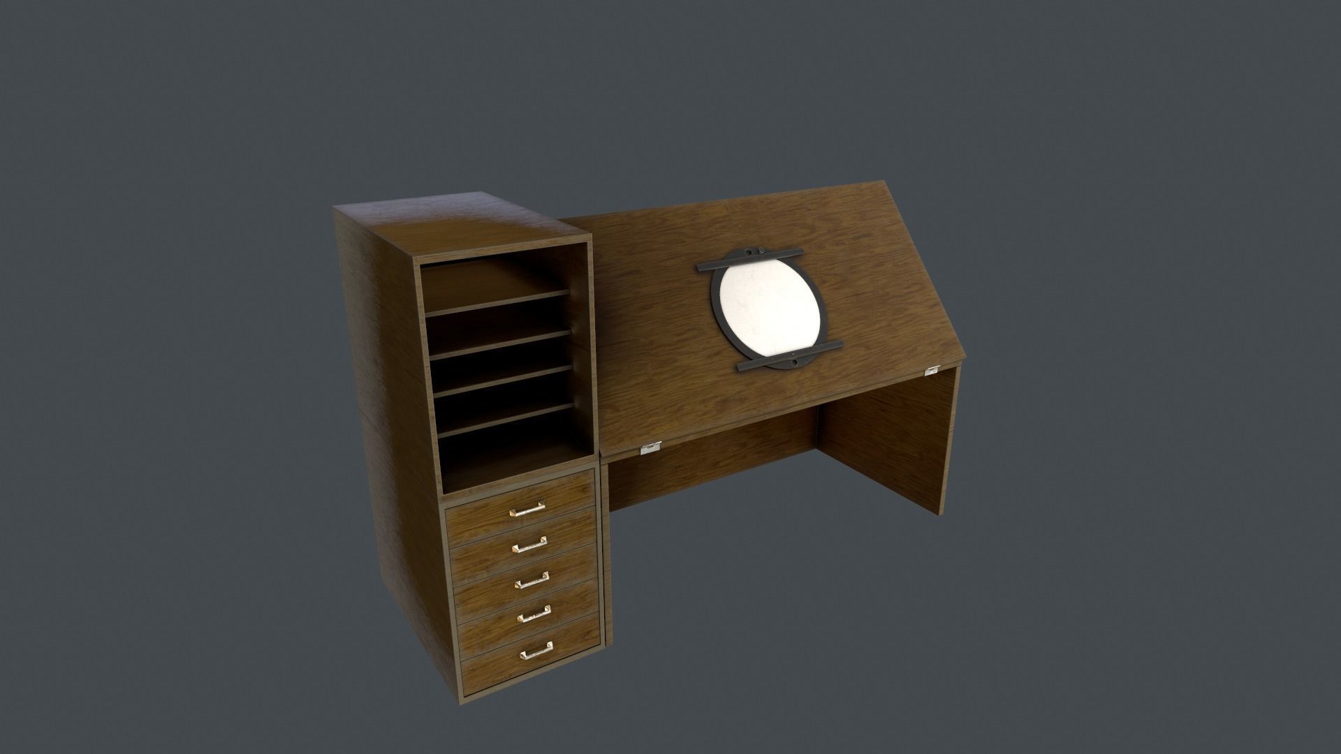 animation desk Low-poly 3D model_12