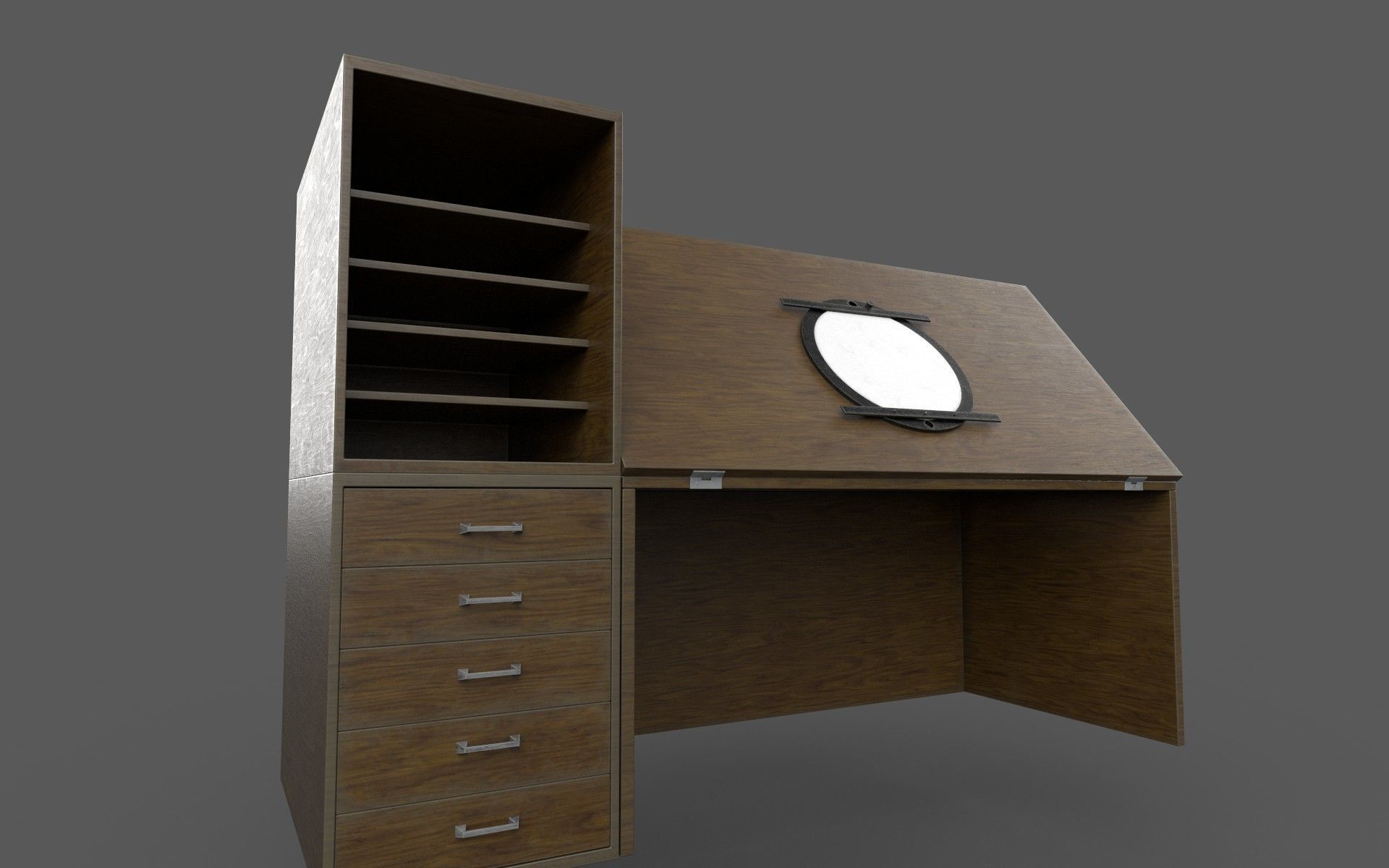 animation desk Low-poly 3D model_2