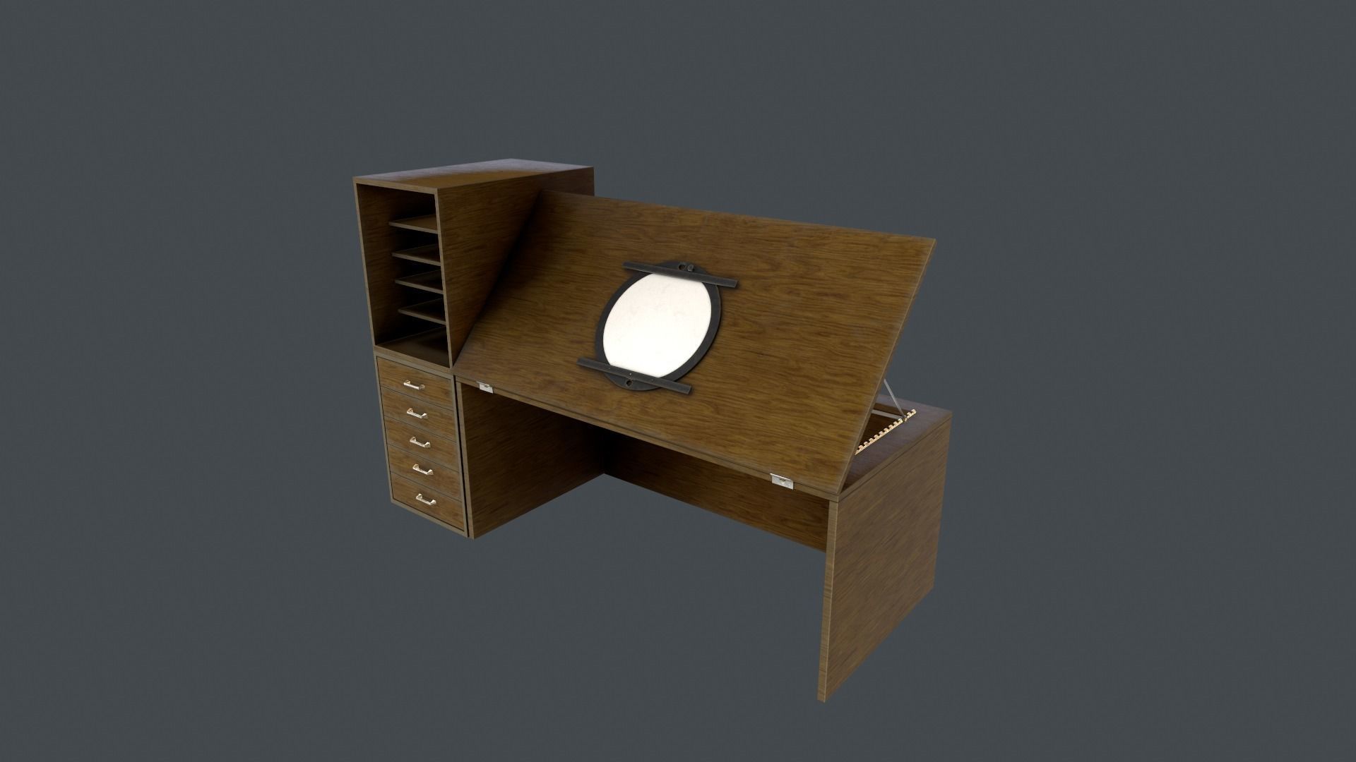 animation desk Low-poly 3D model_11