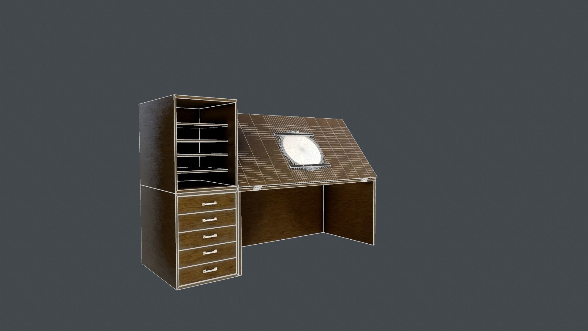 animation desk Low-poly 3D model_17