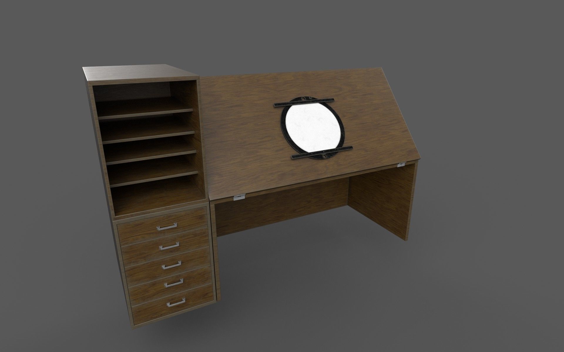 animation desk Low-poly 3D model_3