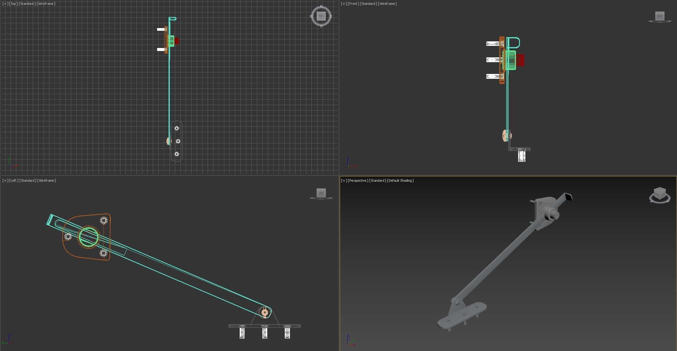 Furniture Brake without pin - galvanized Model 3D 3D model_6