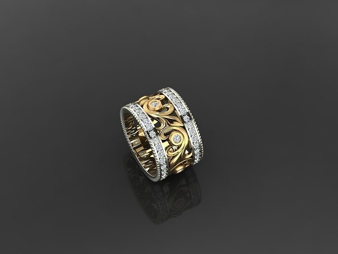 Bold Women Ring with Large Floral Design and Elegant Details 3D print model