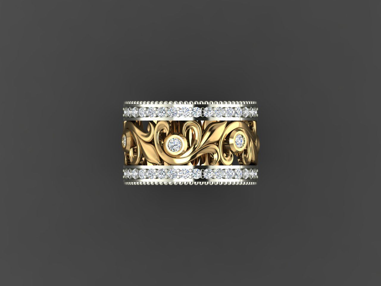 Bold Women Ring with Large Floral Design and Elegant Details 3D print model_9