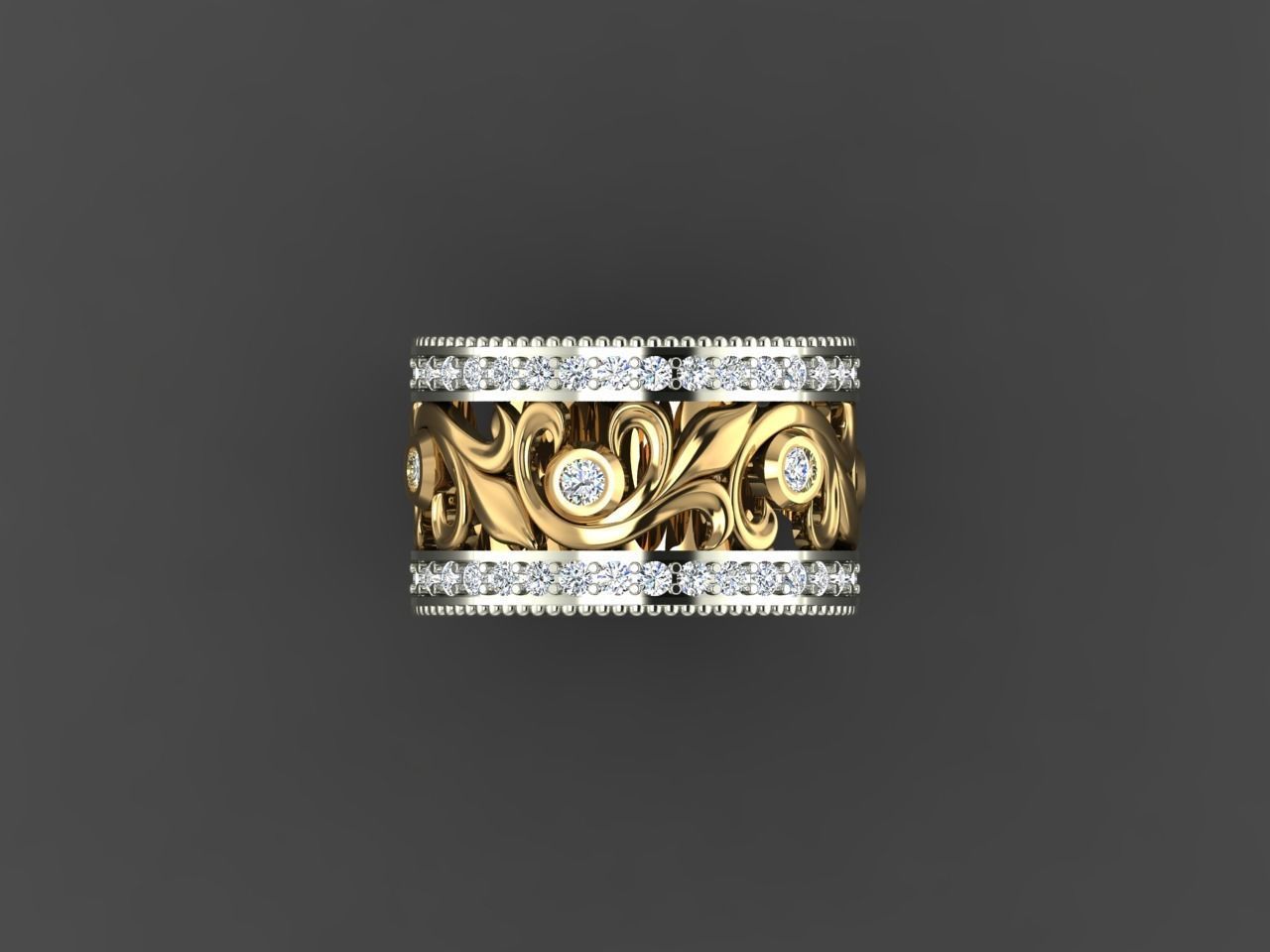 Bold Women Ring with Large Floral Design and Elegant Details 3D print model_8