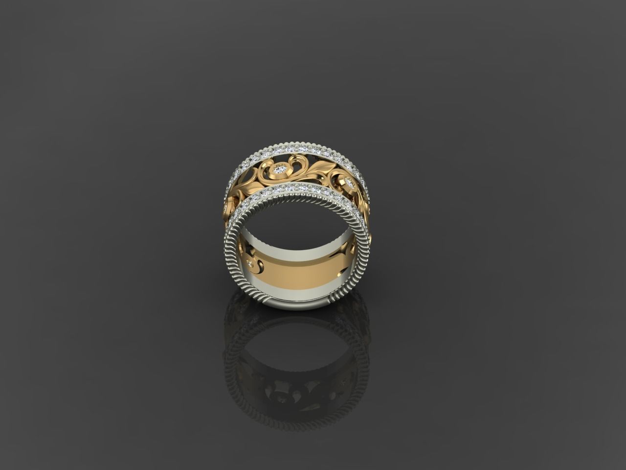 Bold Women Ring with Large Floral Design and Elegant Details 3D print model_6