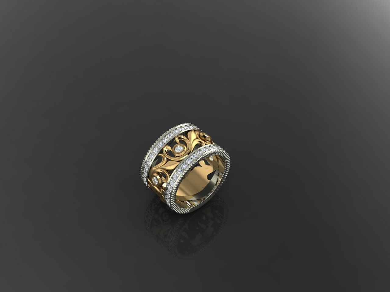 Bold Women Ring with Large Floral Design and Elegant Details 3D print model_3