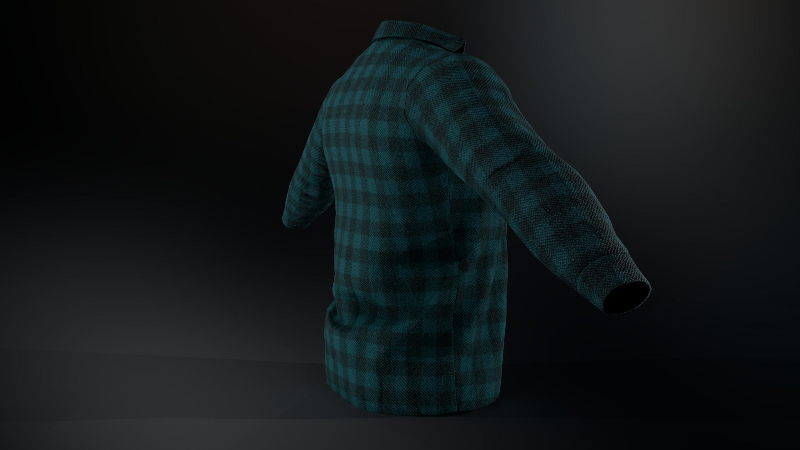 Cyan Flannel Shirt  Low-poly 3D model_8