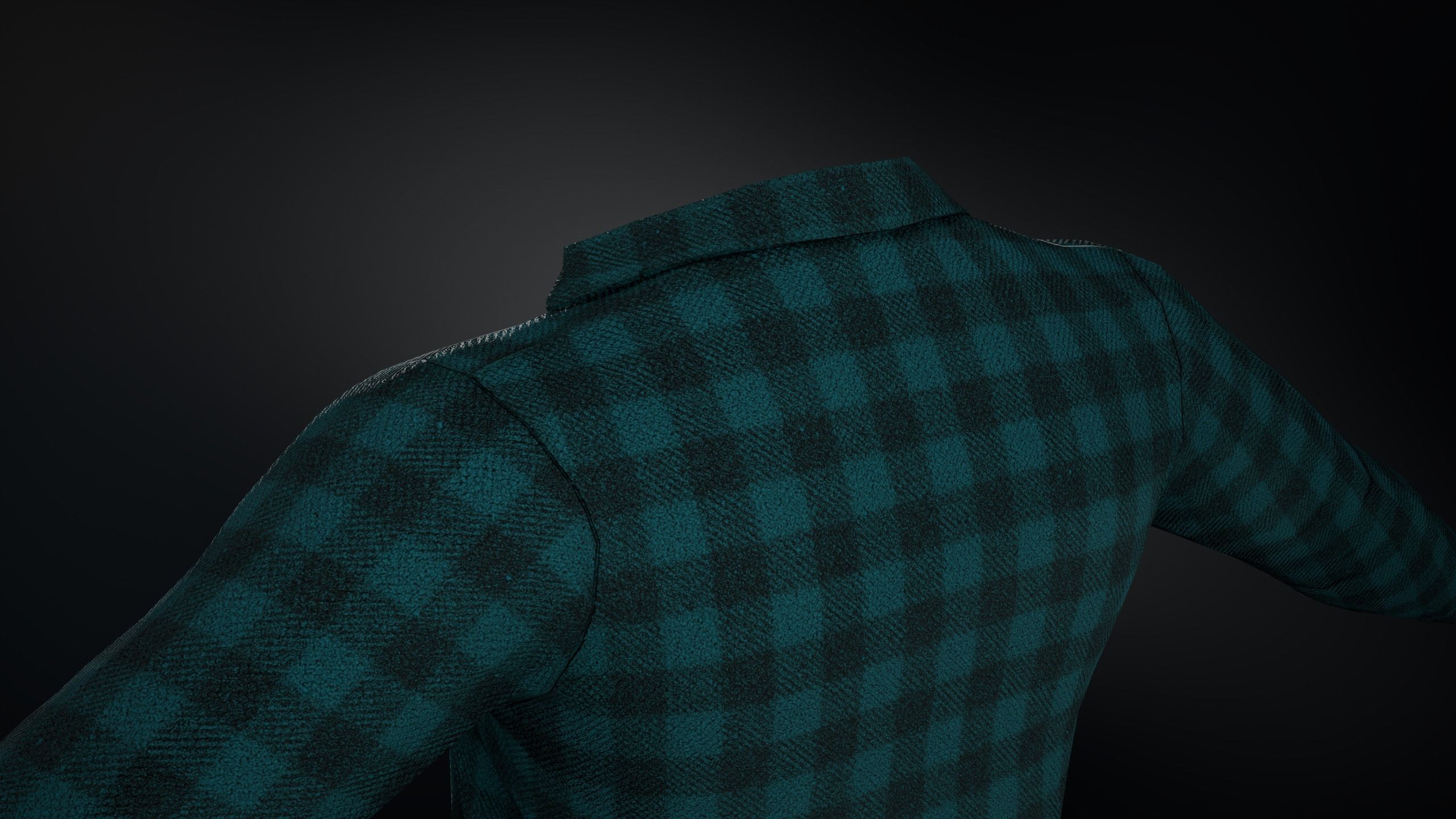 Cyan Flannel Shirt  Low-poly 3D model_13