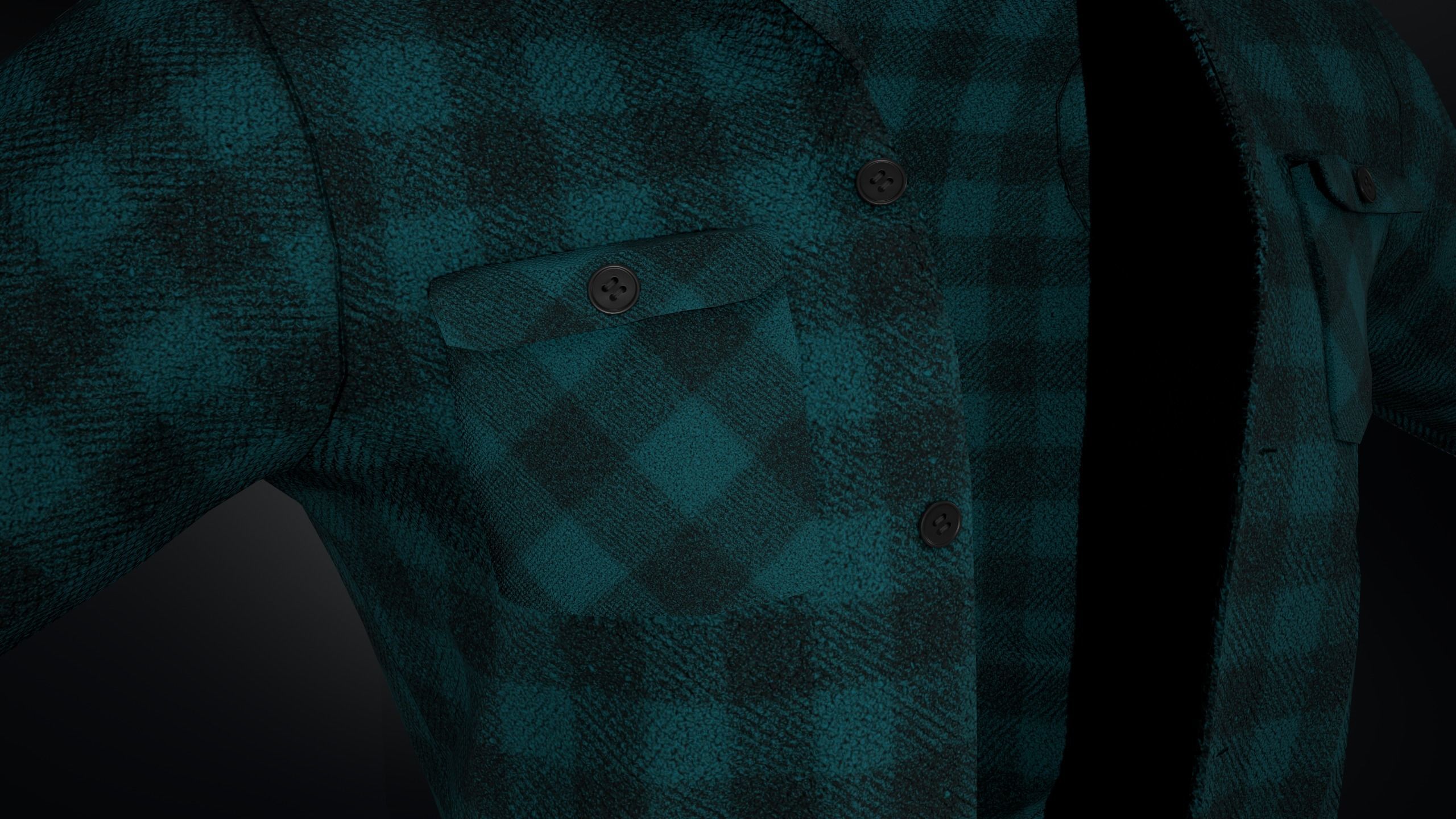 Cyan Flannel Shirt  Low-poly 3D model_16