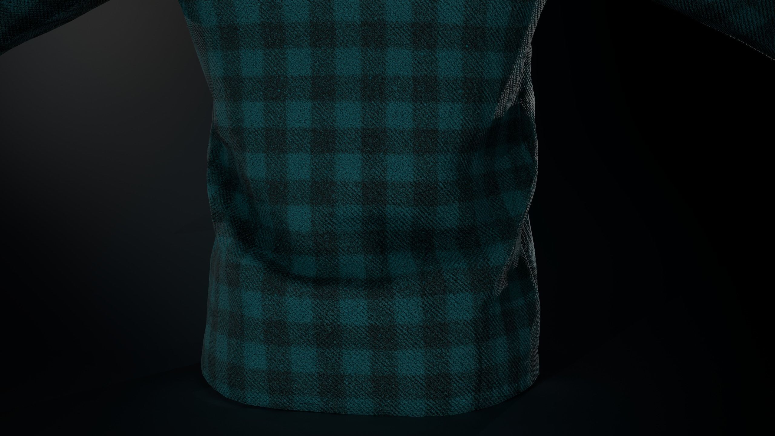 Cyan Flannel Shirt  Low-poly 3D model_14