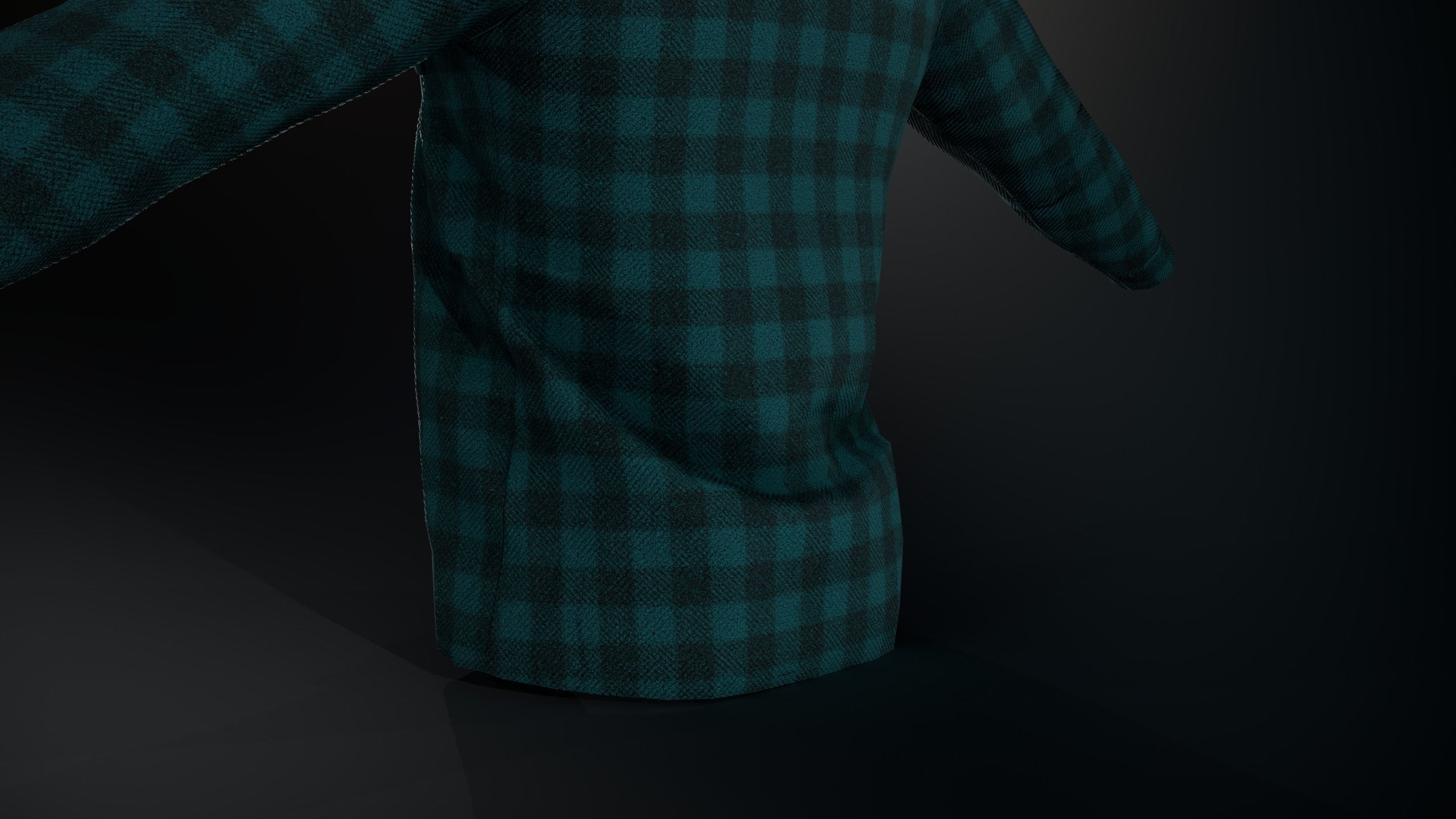 Cyan Flannel Shirt  Low-poly 3D model_4