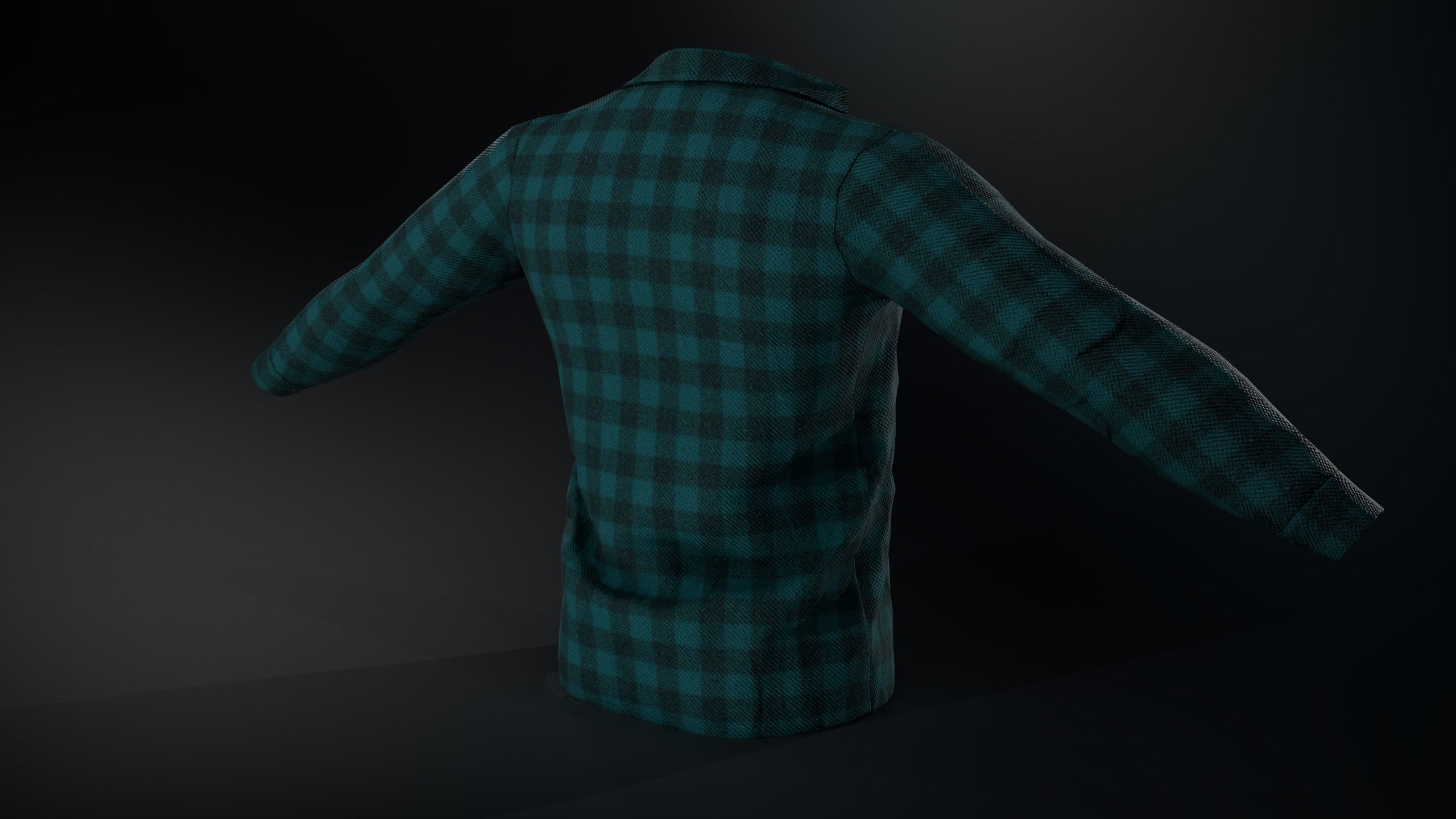 Cyan Flannel Shirt  Low-poly 3D model_11