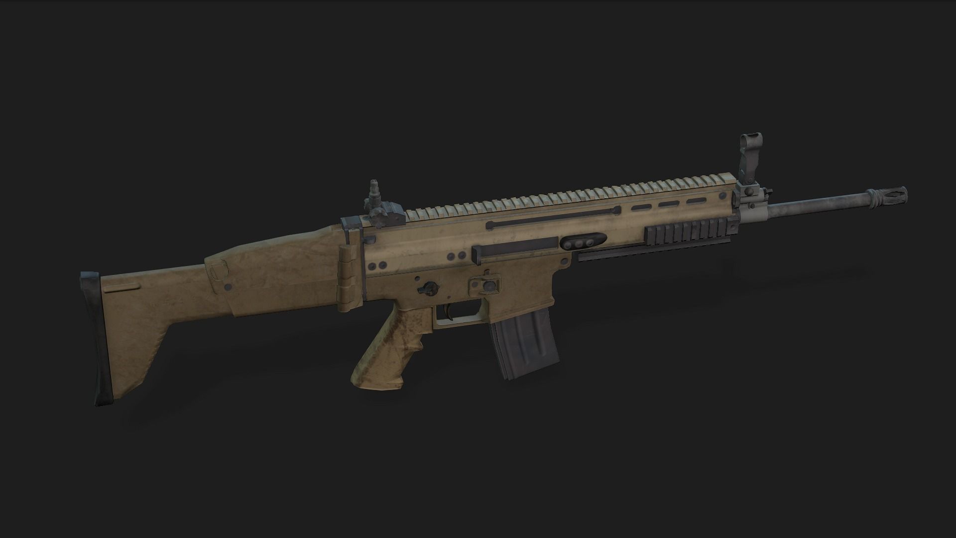 SCAR-L assault rifle 3D model_5