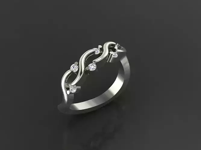 Elegant Women Ring with Spiral Curves and Smooth Wave Patterns