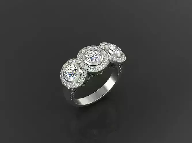 Elegant Women Ring with Leaf Motif and Curved Line Design 3D print model
