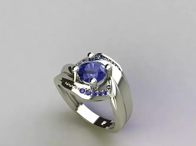 Stylish Women Ring 3D Model STL 3DM Format for Jewelry Print