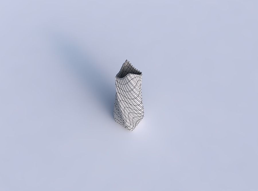 Vase twisted double arc rectangle with extruded vertical lines 2 3D print model_6