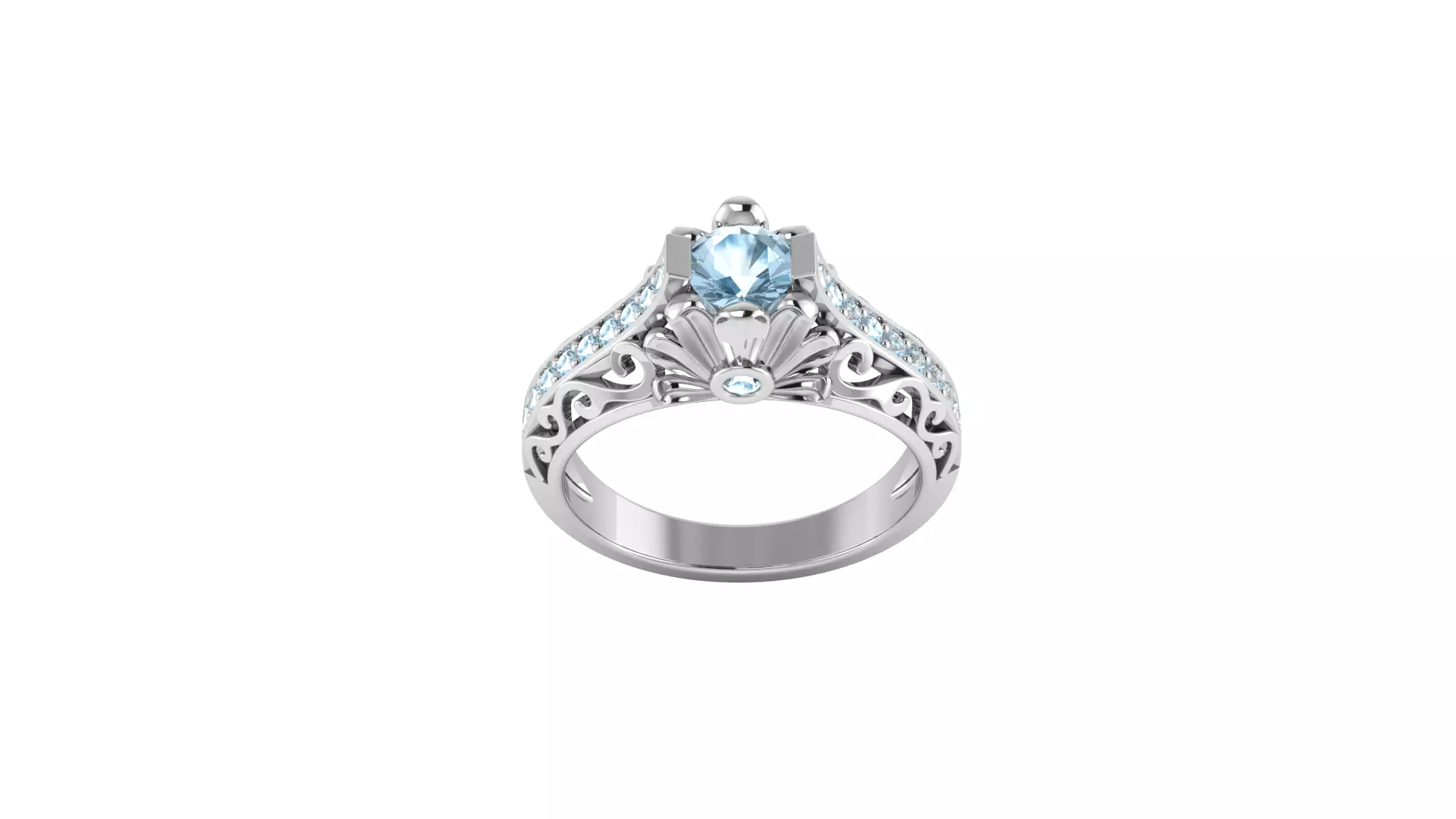 Very unique organic flowing flower ring 3D print model