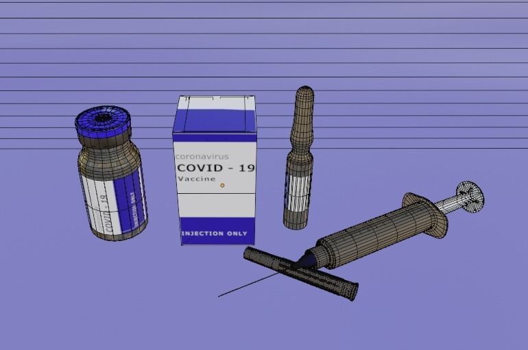 Vaccine Covid-19 with Ampule and Syringe 3D model 3D model_14