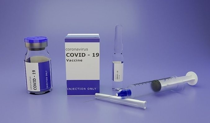 Vaccine Covid-19 with Ampule and Syringe 3D model 3D model