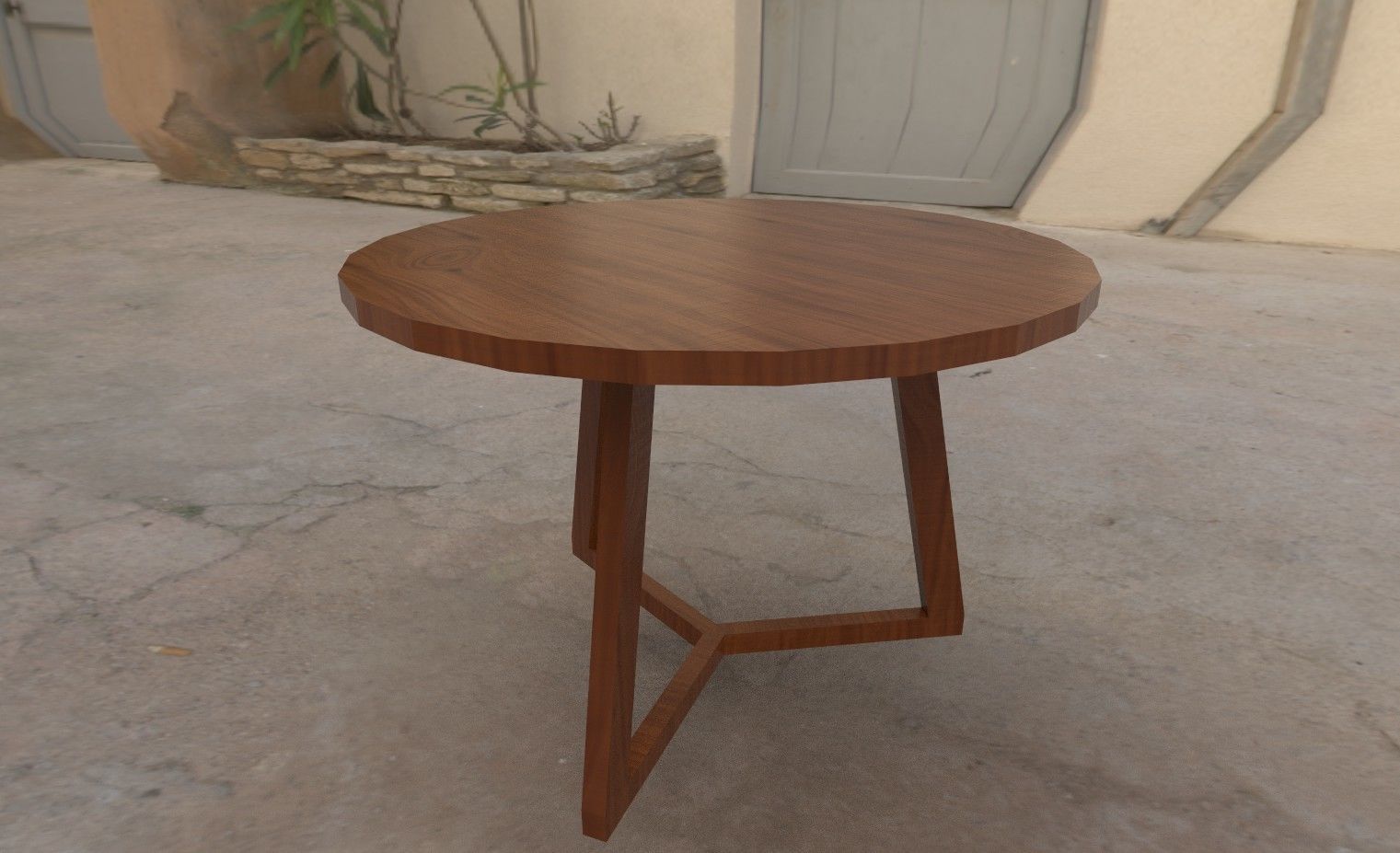 CoffeeTable3 side table with wooden top Low-poly 3D model_2