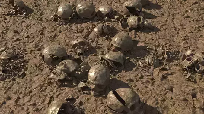 Modular 3D Ground with broken skulls LOW POLY VERSION 3D model