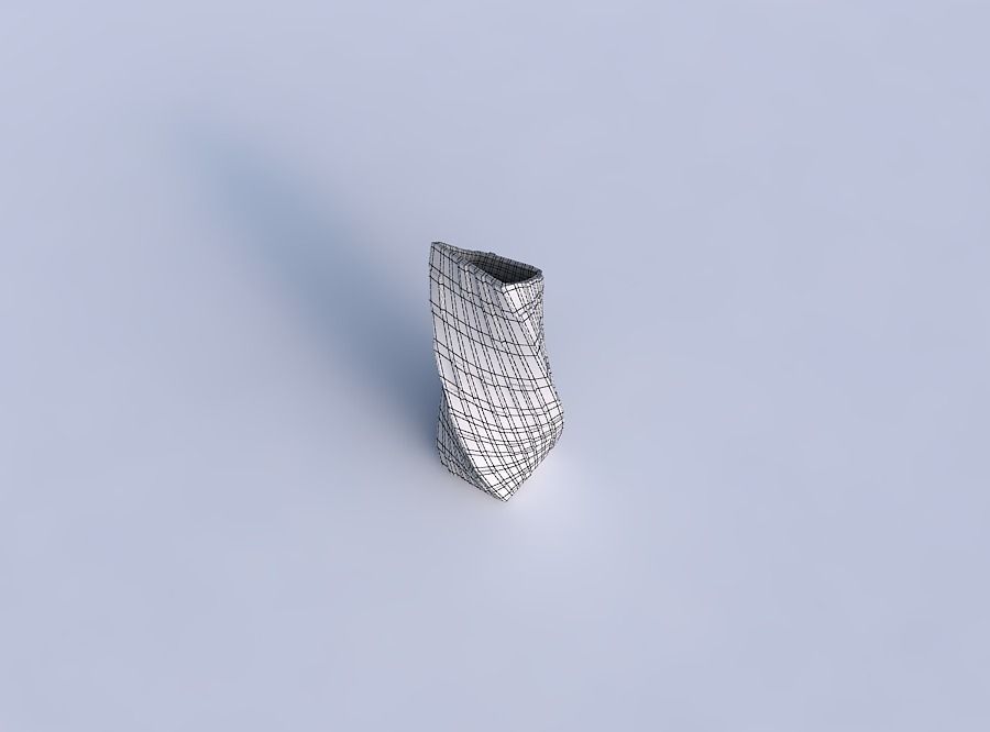 Vase twisted bent rectangle with wavy scattered grid plates 3D print model_6