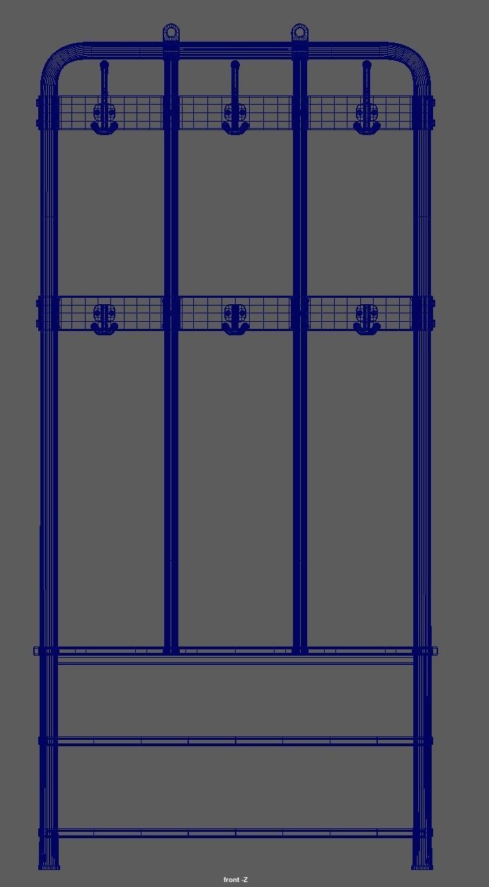 Coat and Shoe Rack Low-poly 3D model_5