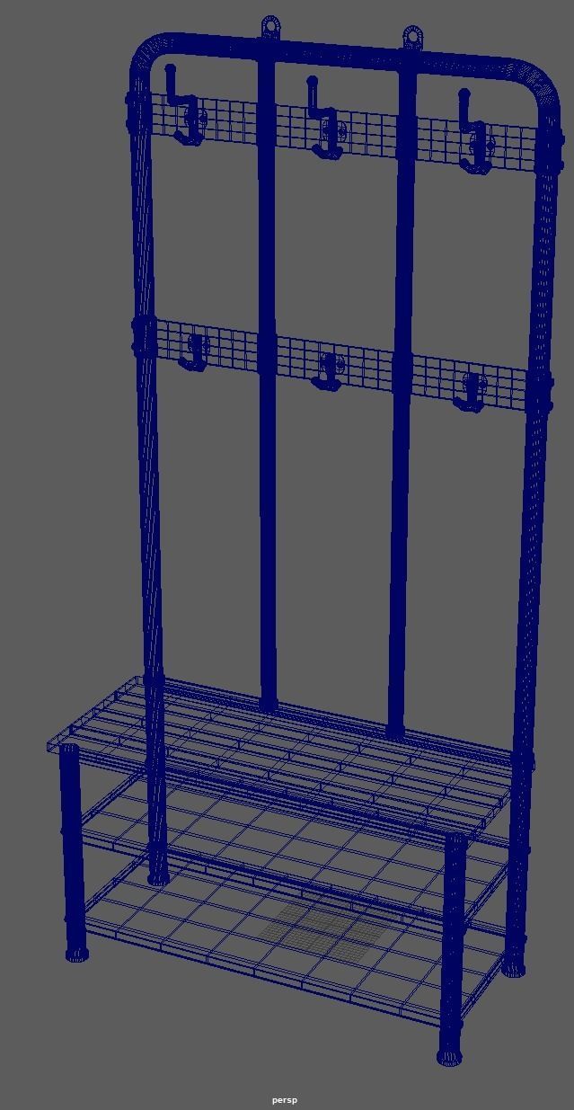 Coat and Shoe Rack Low-poly 3D model_3