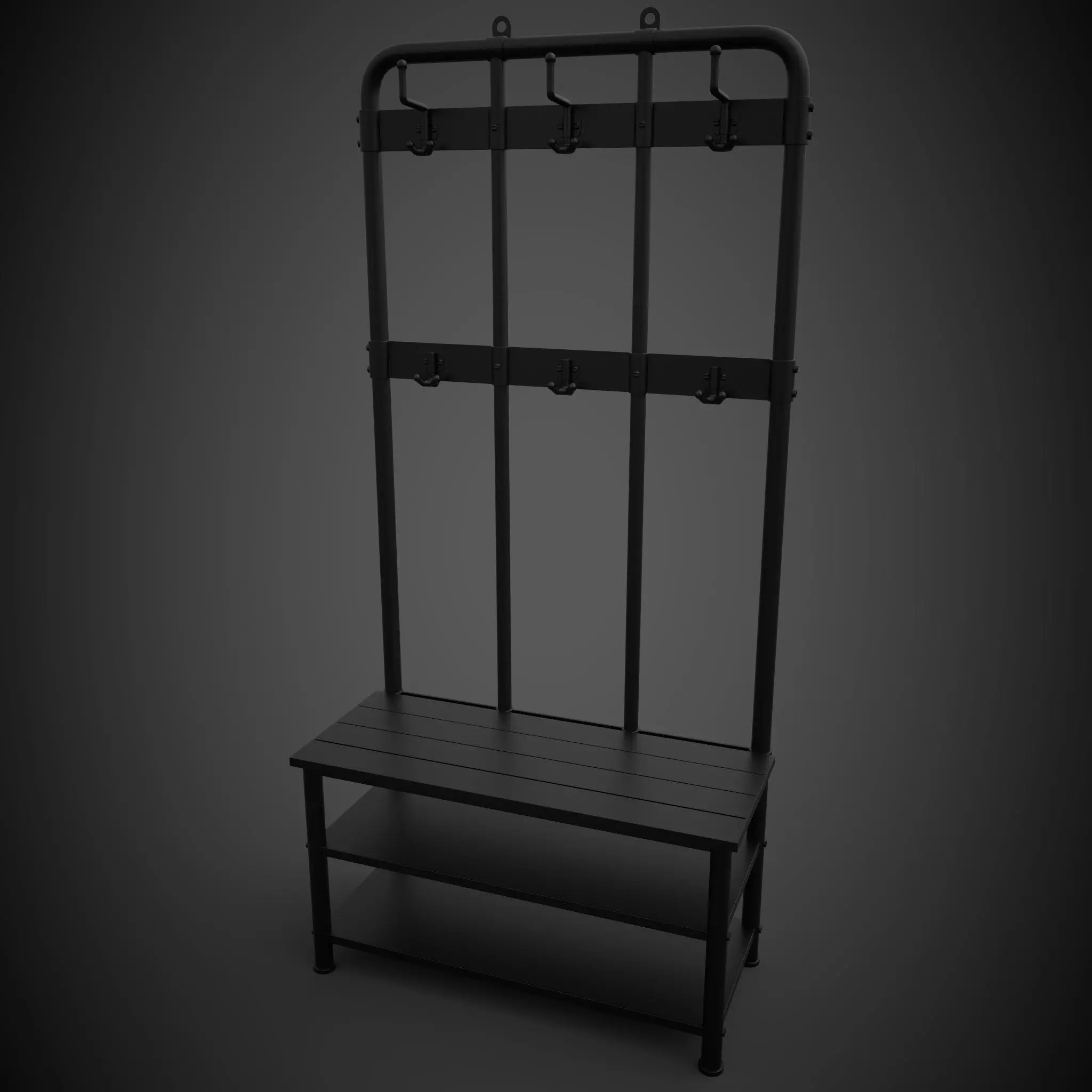 Coat and Shoe Rack Low-poly 3D model_0