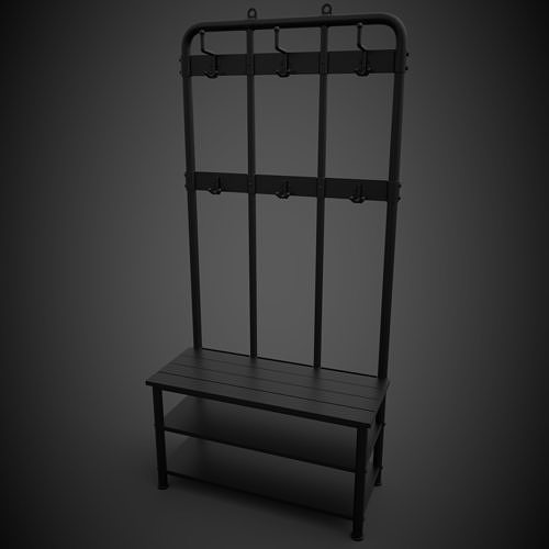 Coat and Shoe Rack Low-poly 3D model