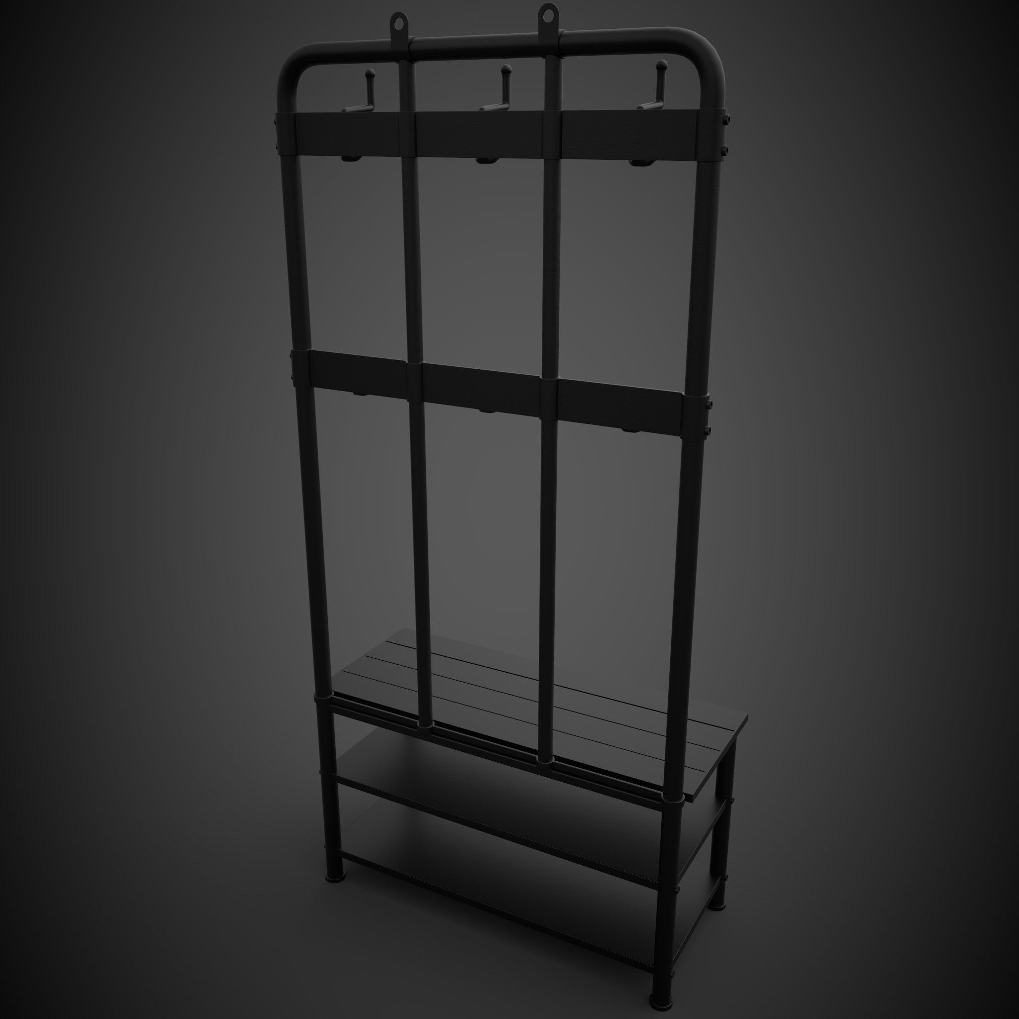 Coat and Shoe Rack Low-poly 3D model_1