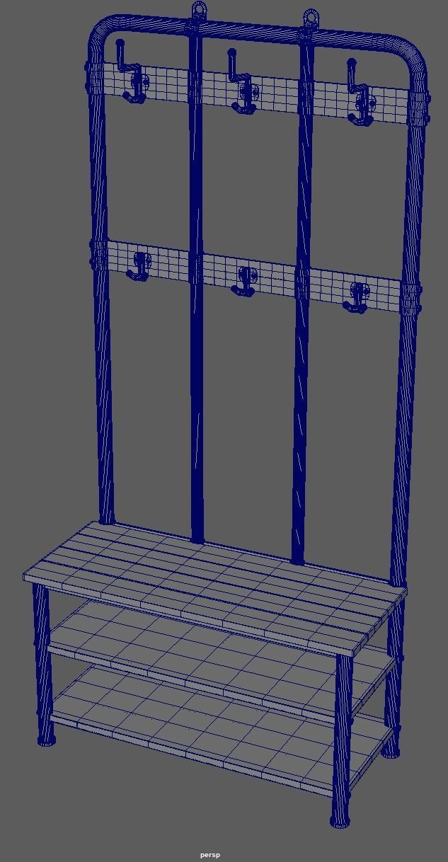 Coat and Shoe Rack Low-poly 3D model_2