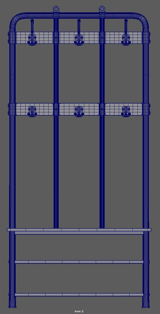 Coat and Shoe Rack Low-poly 3D model_4