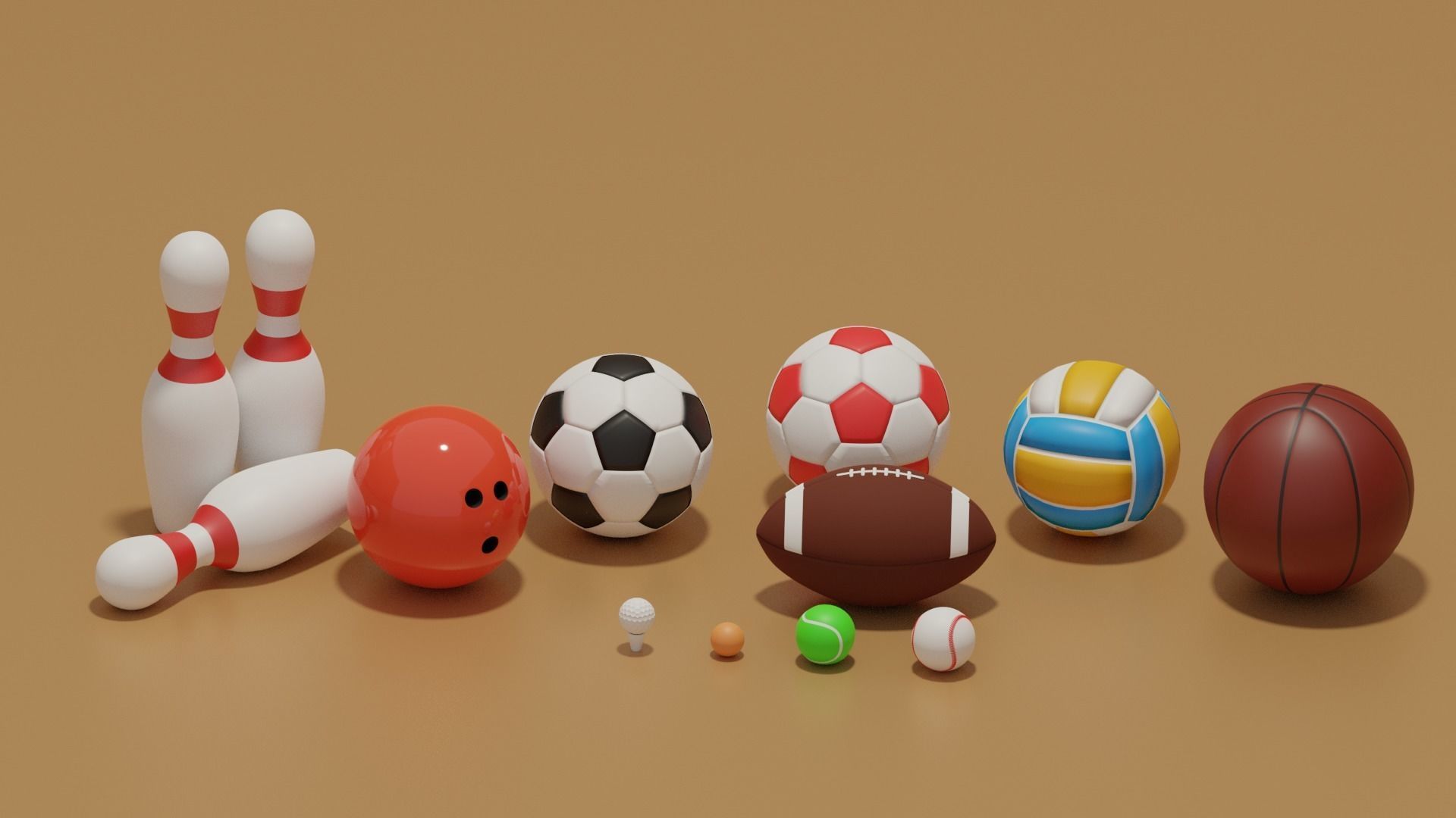 Sport Balls Collection Low-poly 3D model_4