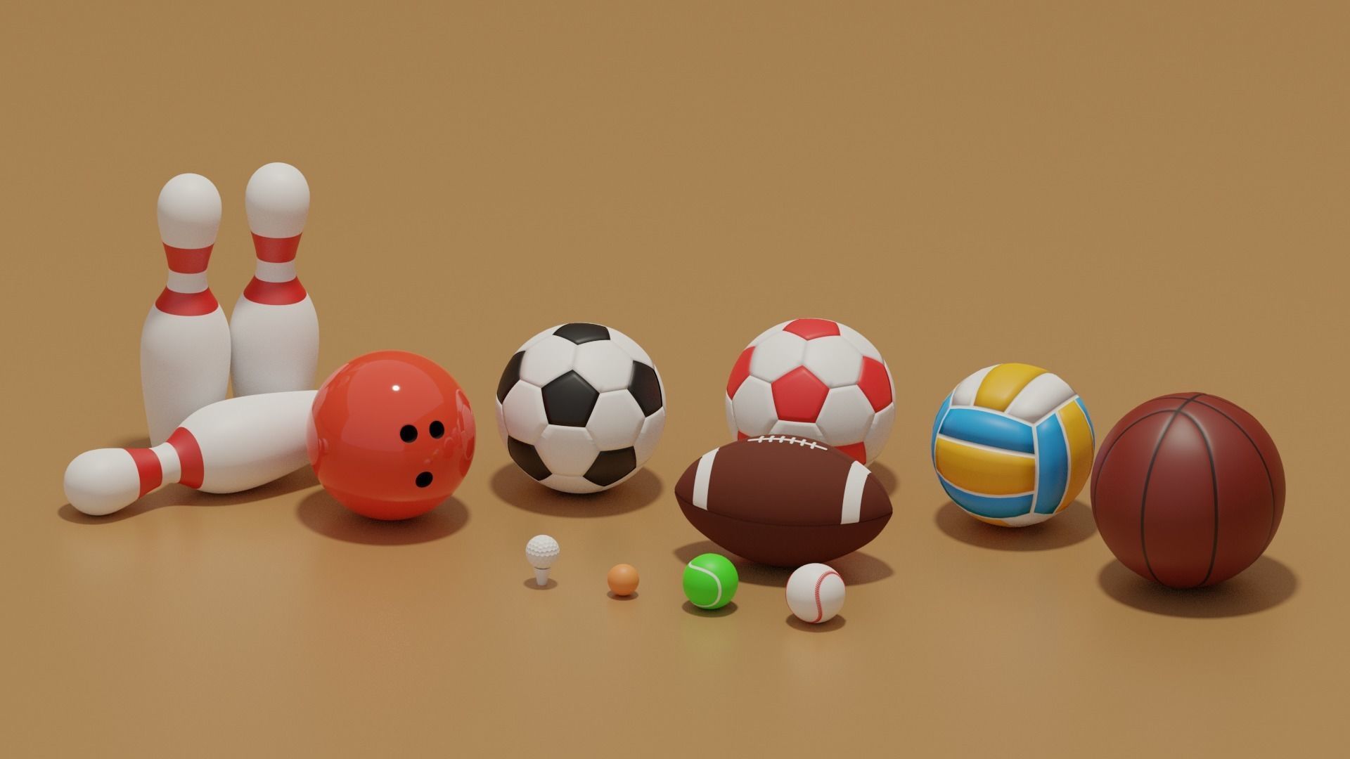 Sport Balls Collection Low-poly 3D model_7