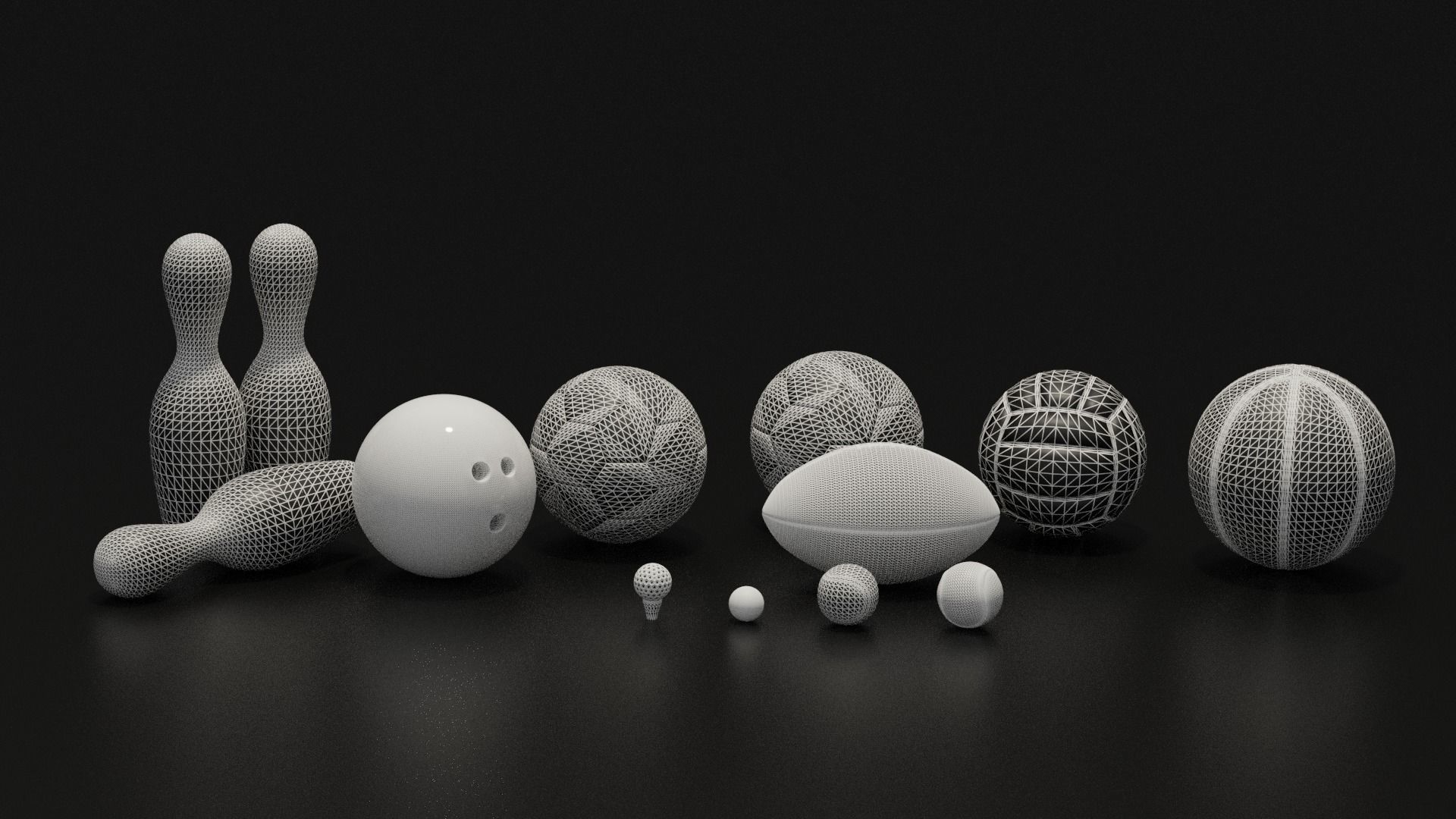 Sport Balls Collection Low-poly 3D model_8