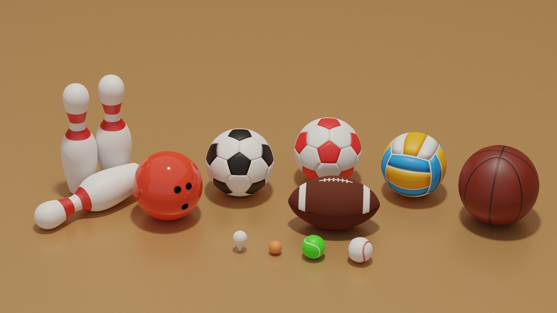 Sport Balls Collection Low-poly 3D model_3