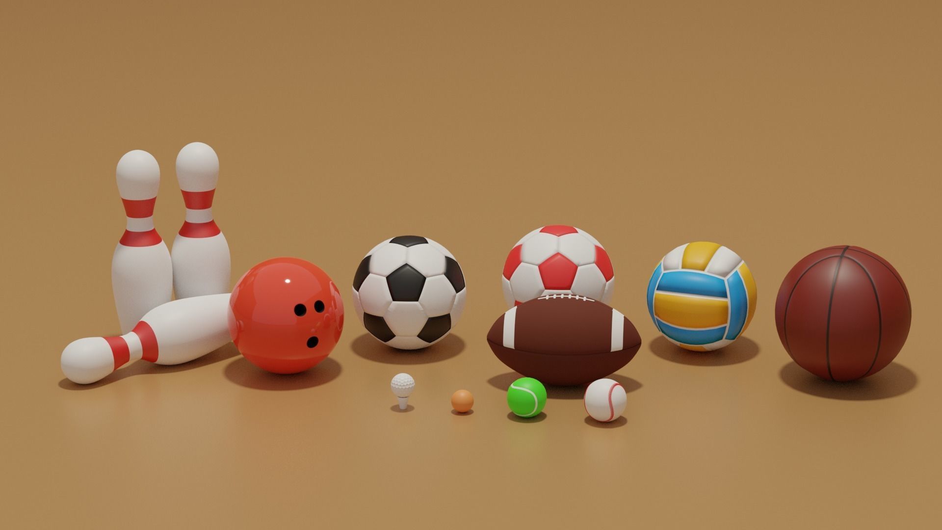 Sport Balls Collection Low-poly 3D model_1