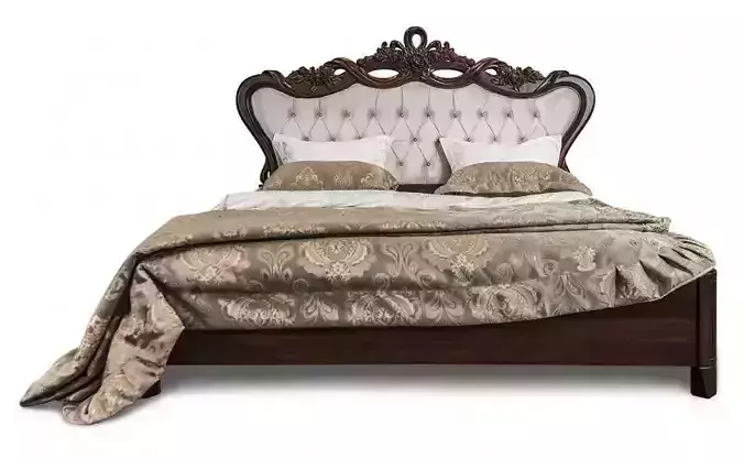 bedroom bed with ornate headboard and footboard 3D model