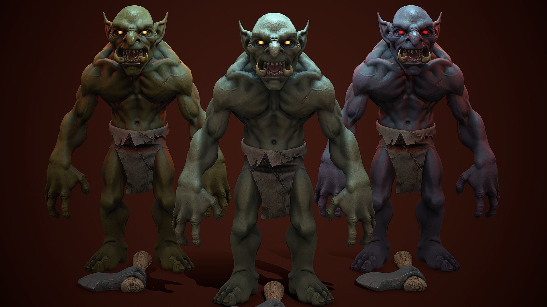 Troll Berserker - Rigged - Animated - Game Ready Low-poly 3D model_2