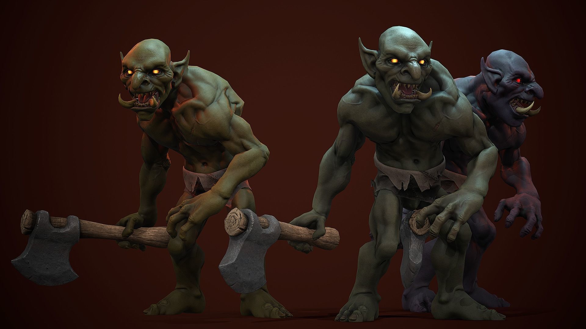 Troll Berserker - Rigged - Animated - Game Ready Low-poly 3D model_13