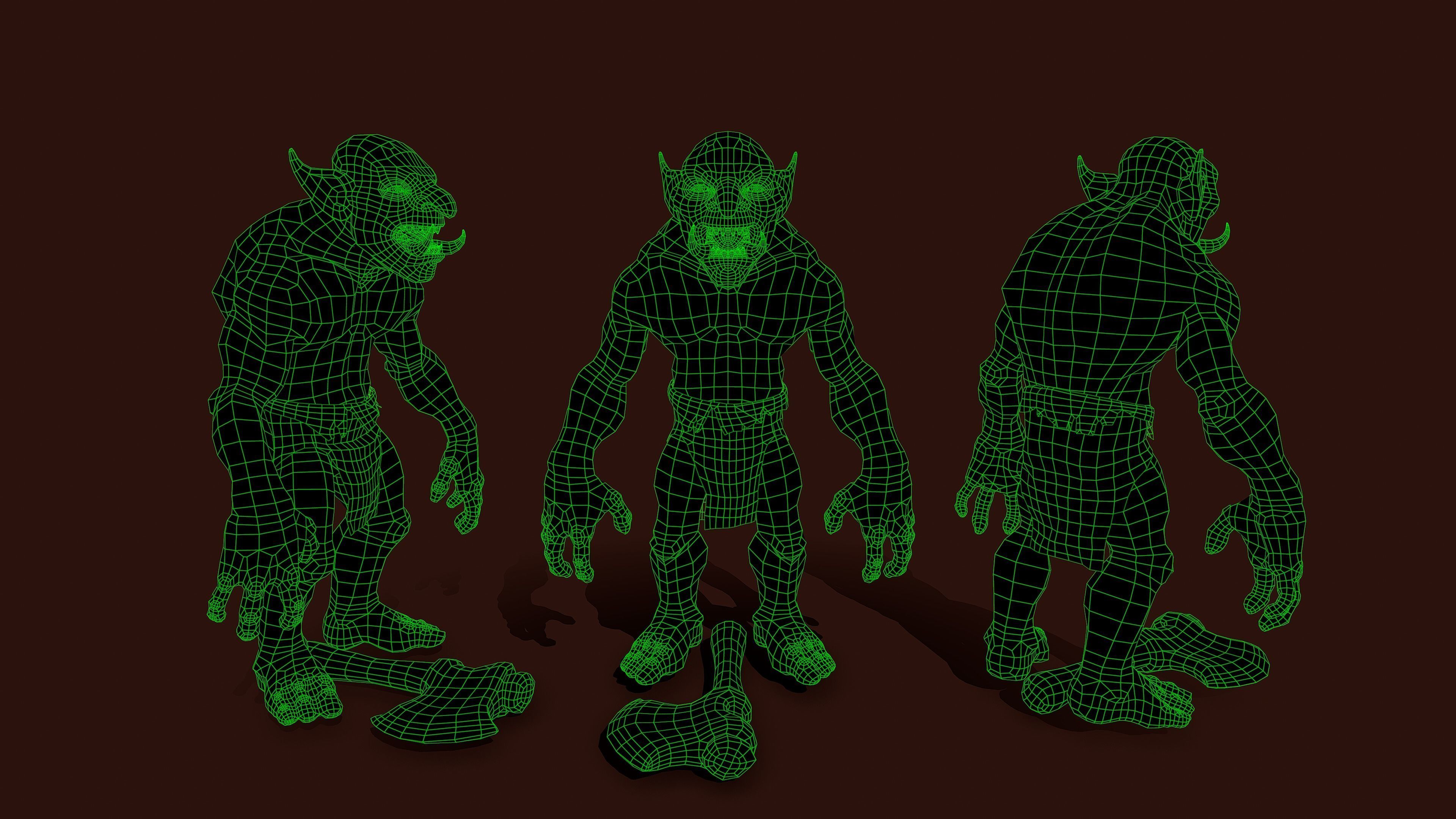 Troll Berserker - Rigged - Animated - Game Ready Low-poly 3D model_8