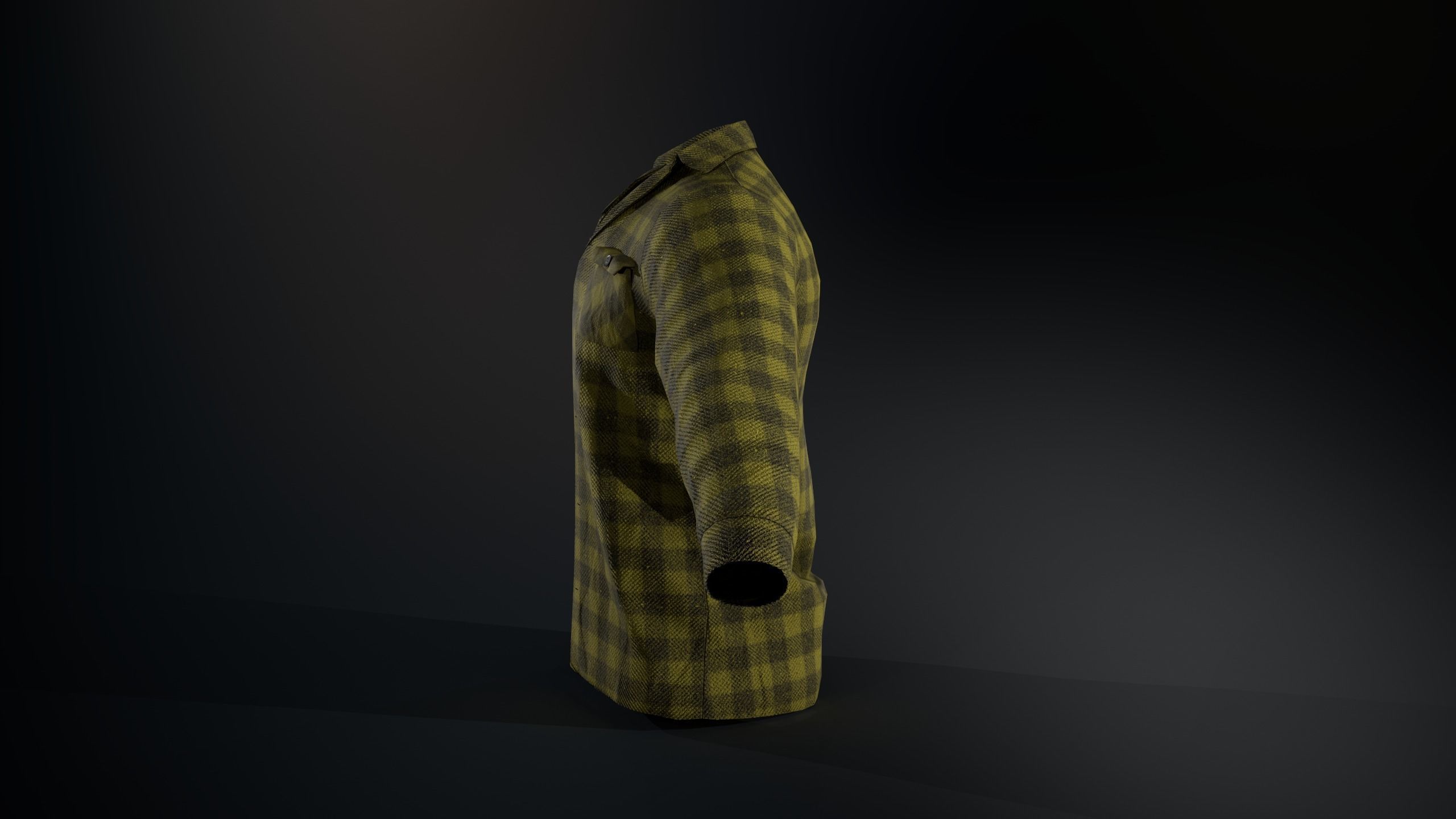 Yellow Flannel Shirt  Low-poly 3D model_2