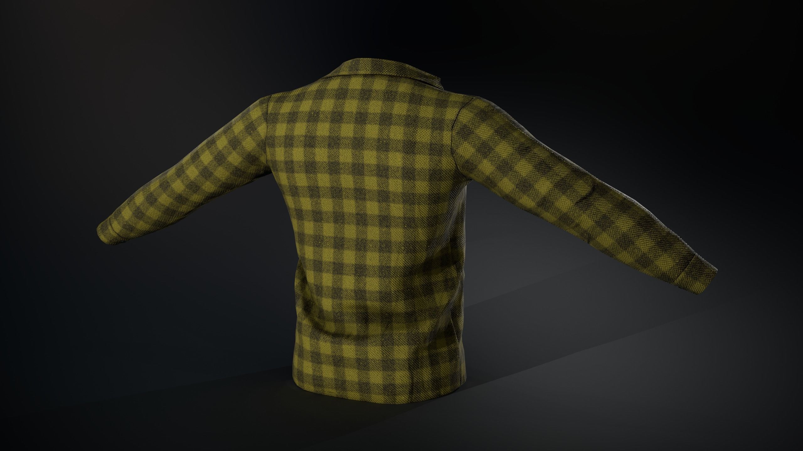 Yellow Flannel Shirt  Low-poly 3D model_3