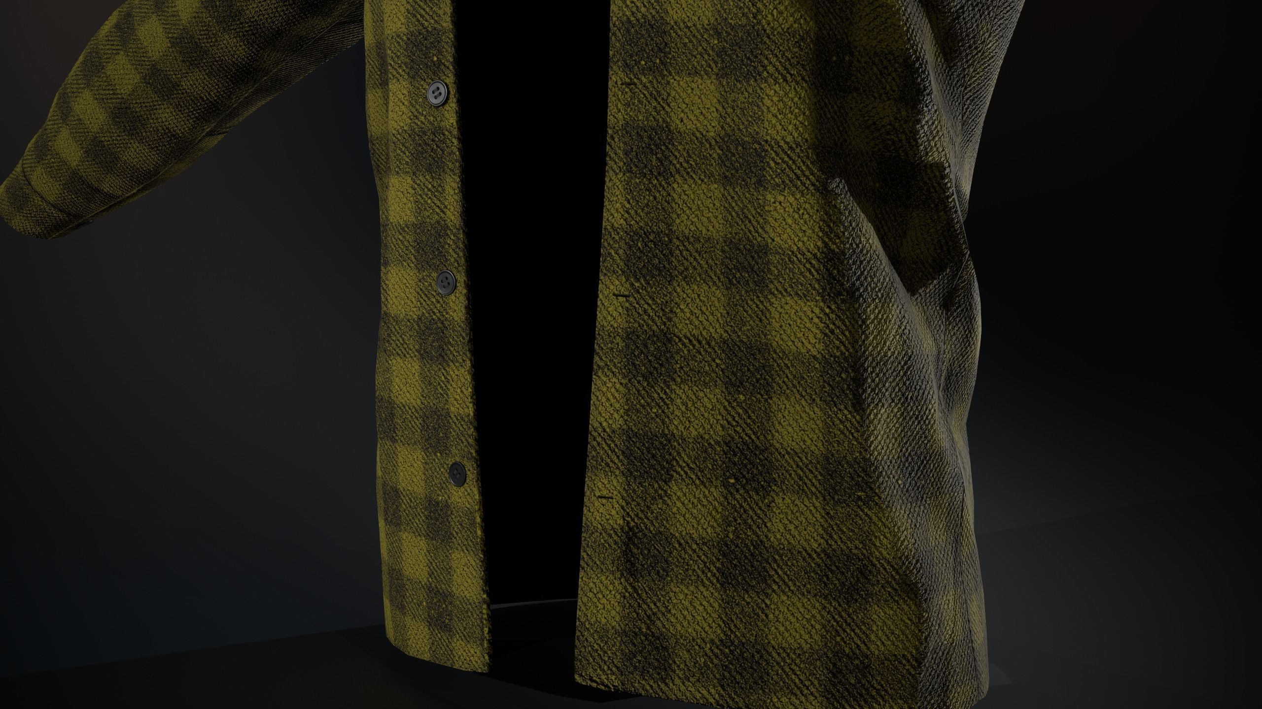 Yellow Flannel Shirt  Low-poly 3D model_11