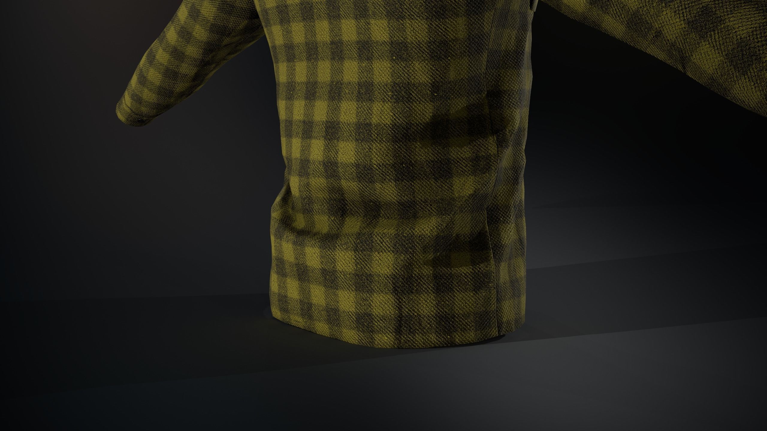 Yellow Flannel Shirt  Low-poly 3D model_6