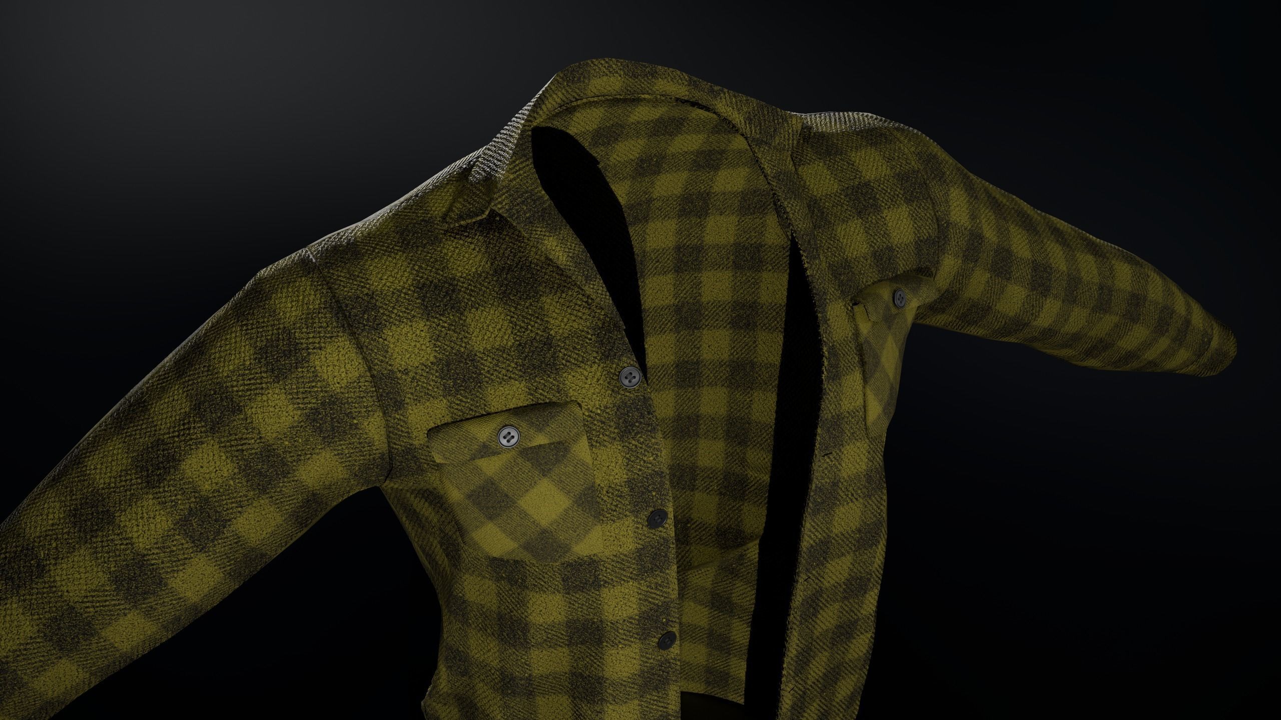 Yellow Flannel Shirt  Low-poly 3D model_10