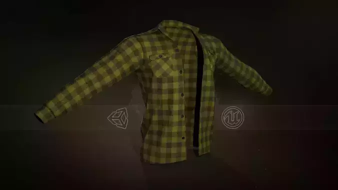 Yellow Flannel Shirt  Low-poly 3D model